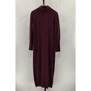 Quince Burgundy Cashmere Sweater Dress Turtleneck Long Sleeve Midi S